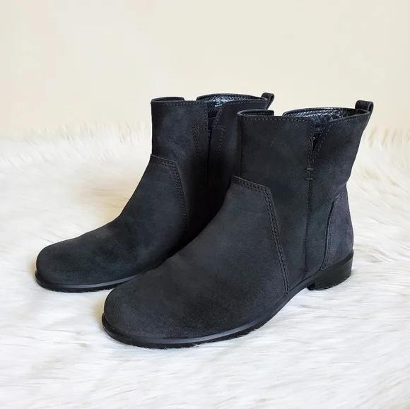 Ecco touch 15 black suede leather boots - Picture 2 of 12